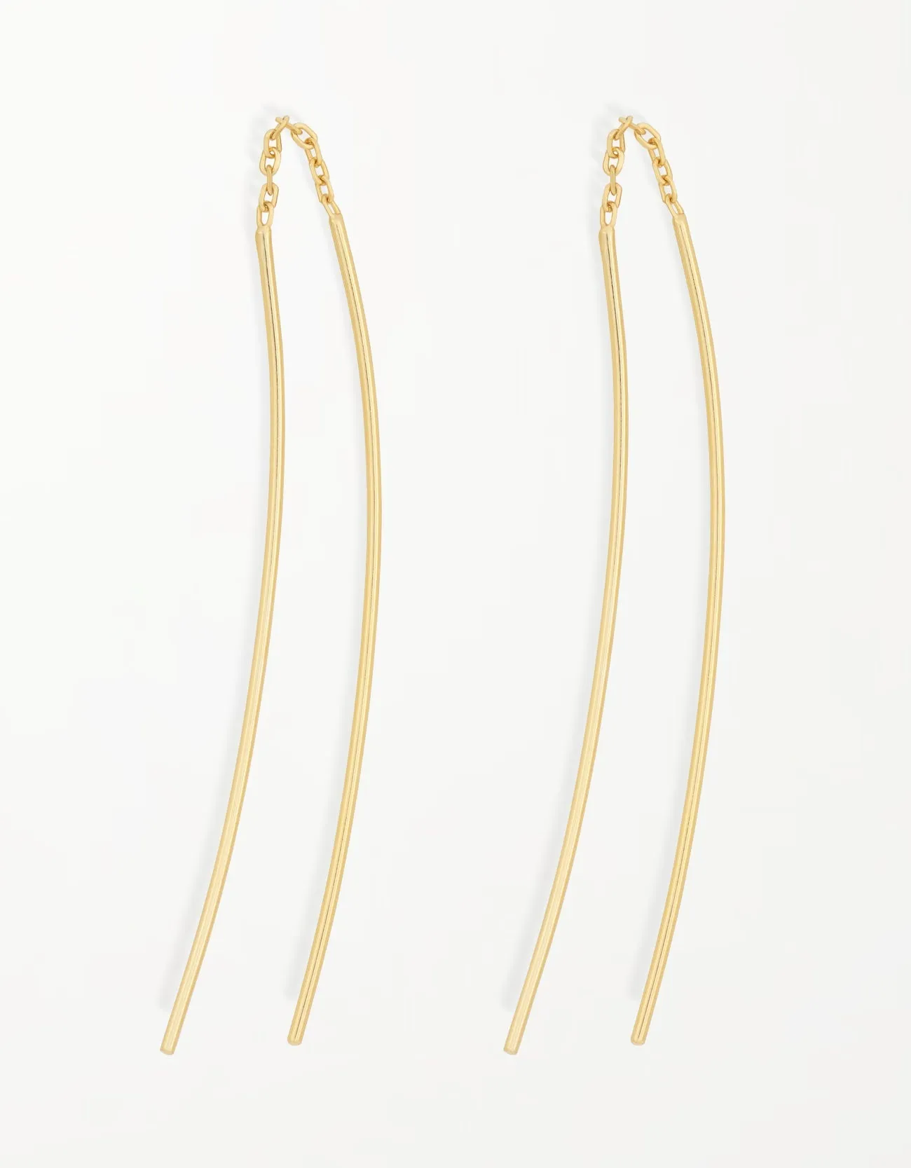 Elegant Sterling Silver Curved Bar Threader Earrings