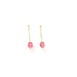 Elegant Strawberry Crystal Silver Needle Earrings