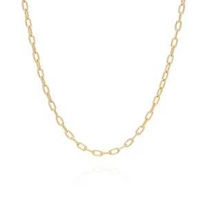 Elongated Oval Chain Collar Necklace - Gold