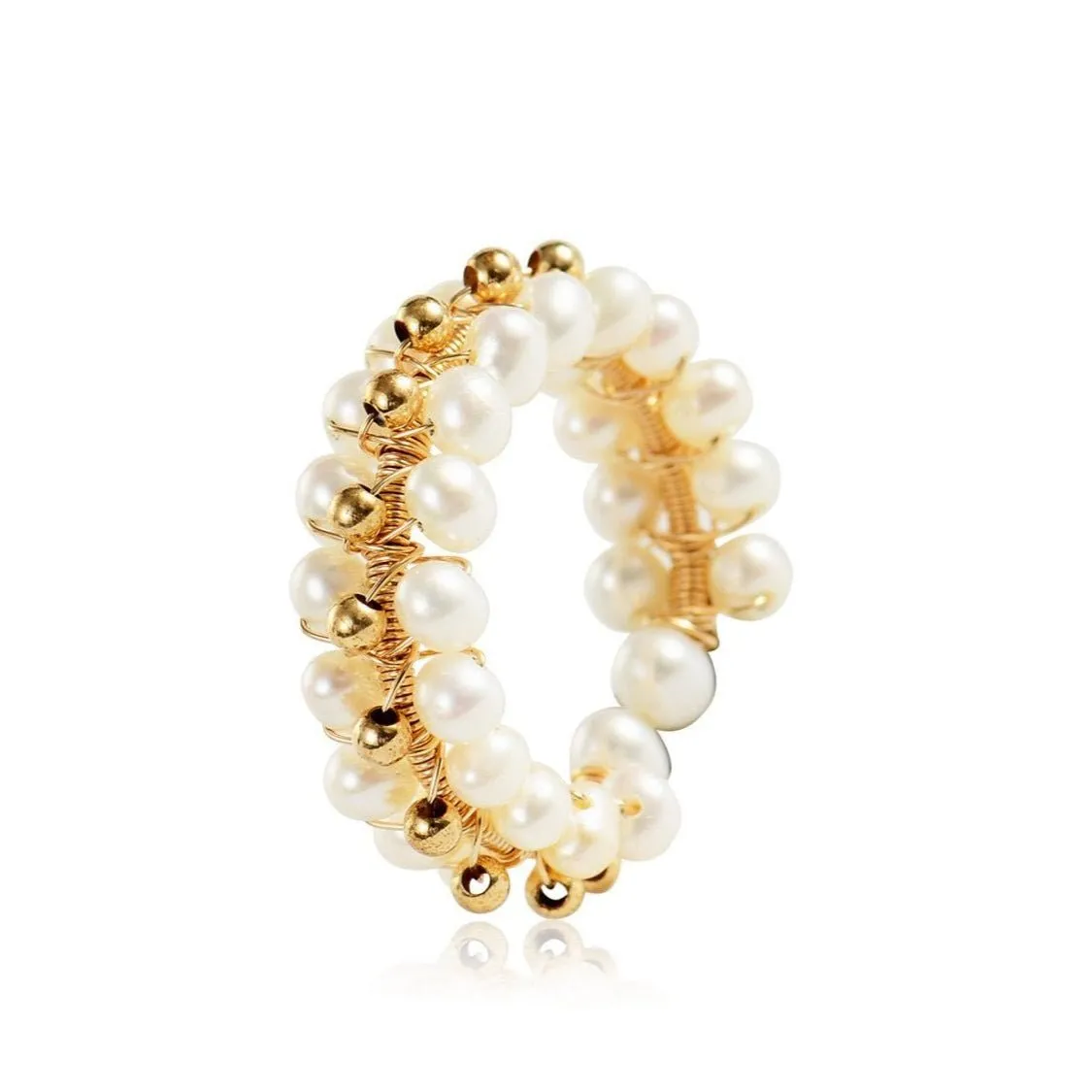 Embellishment Series Open Three-row Bead Ring
