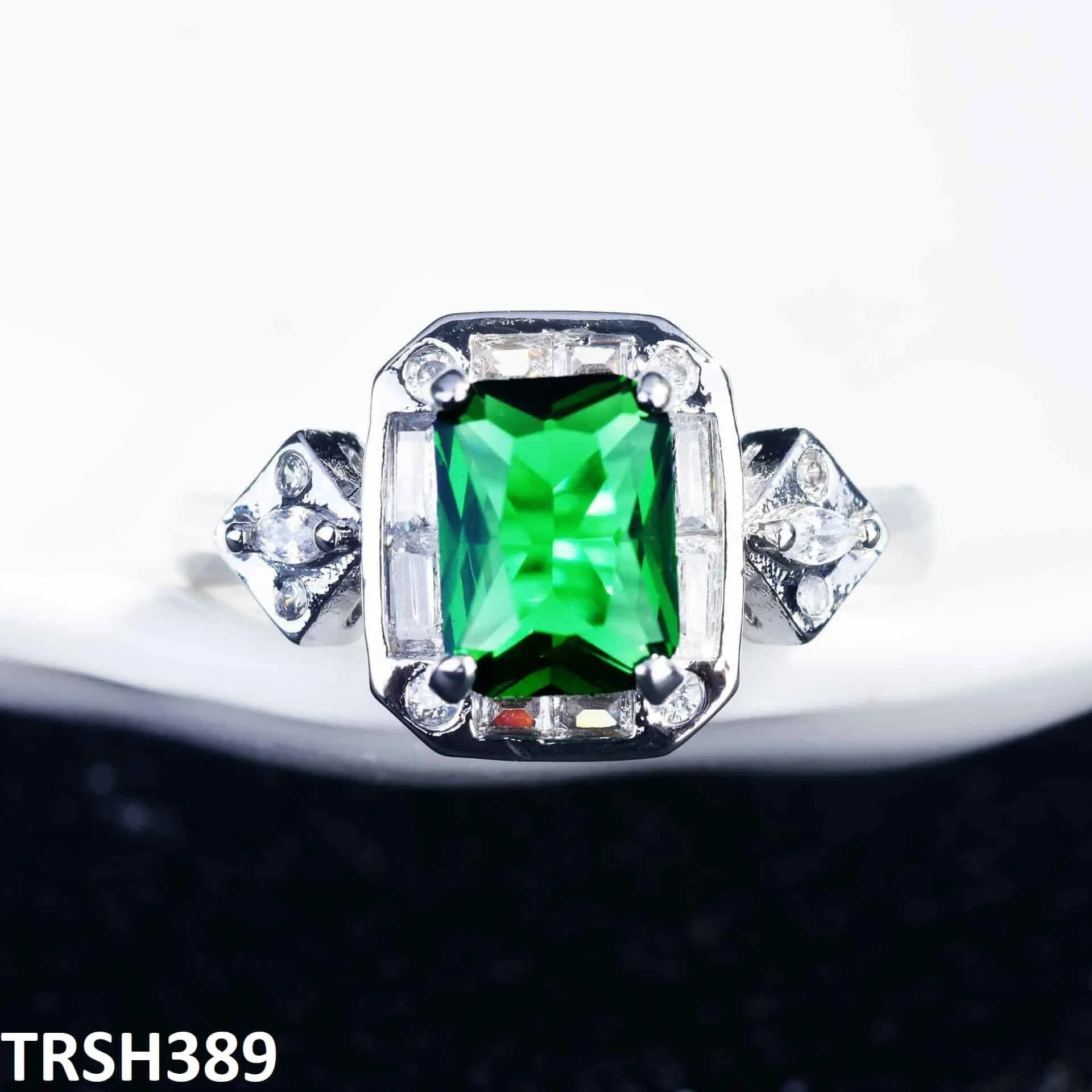 Emerald Rectangle Adjustable Ring