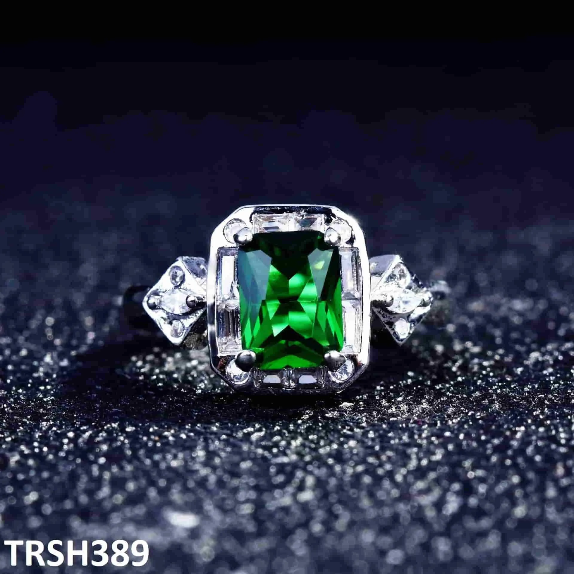 Emerald Rectangle Adjustable Ring