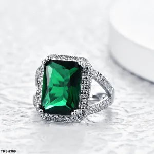 Emerald Step Zircon Studded Ring