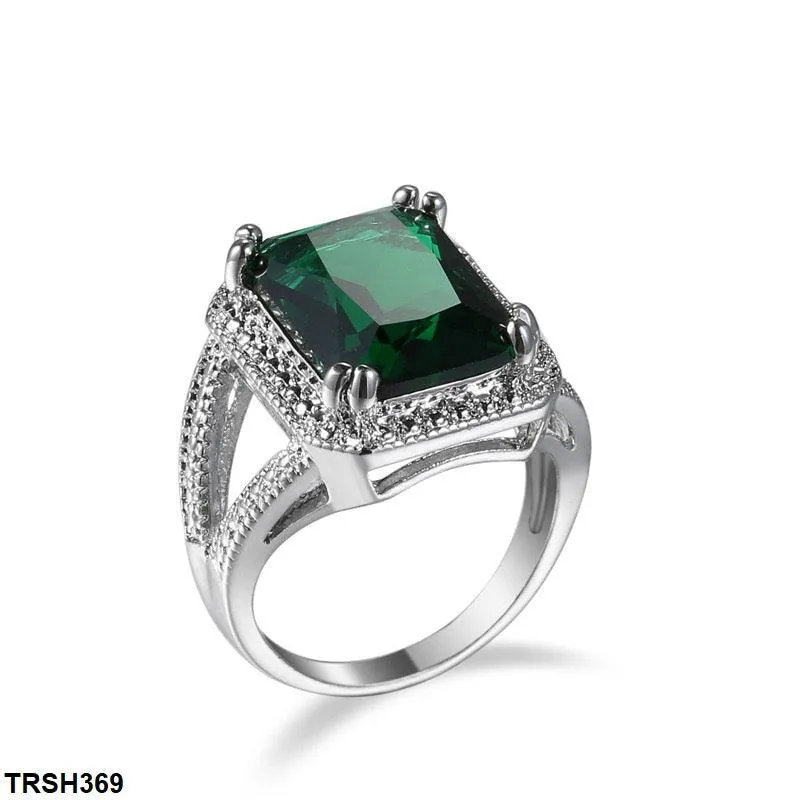 Emerald Step Zircon Studded Ring