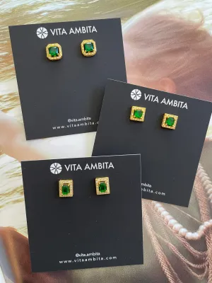 Emerald stones studs earrings