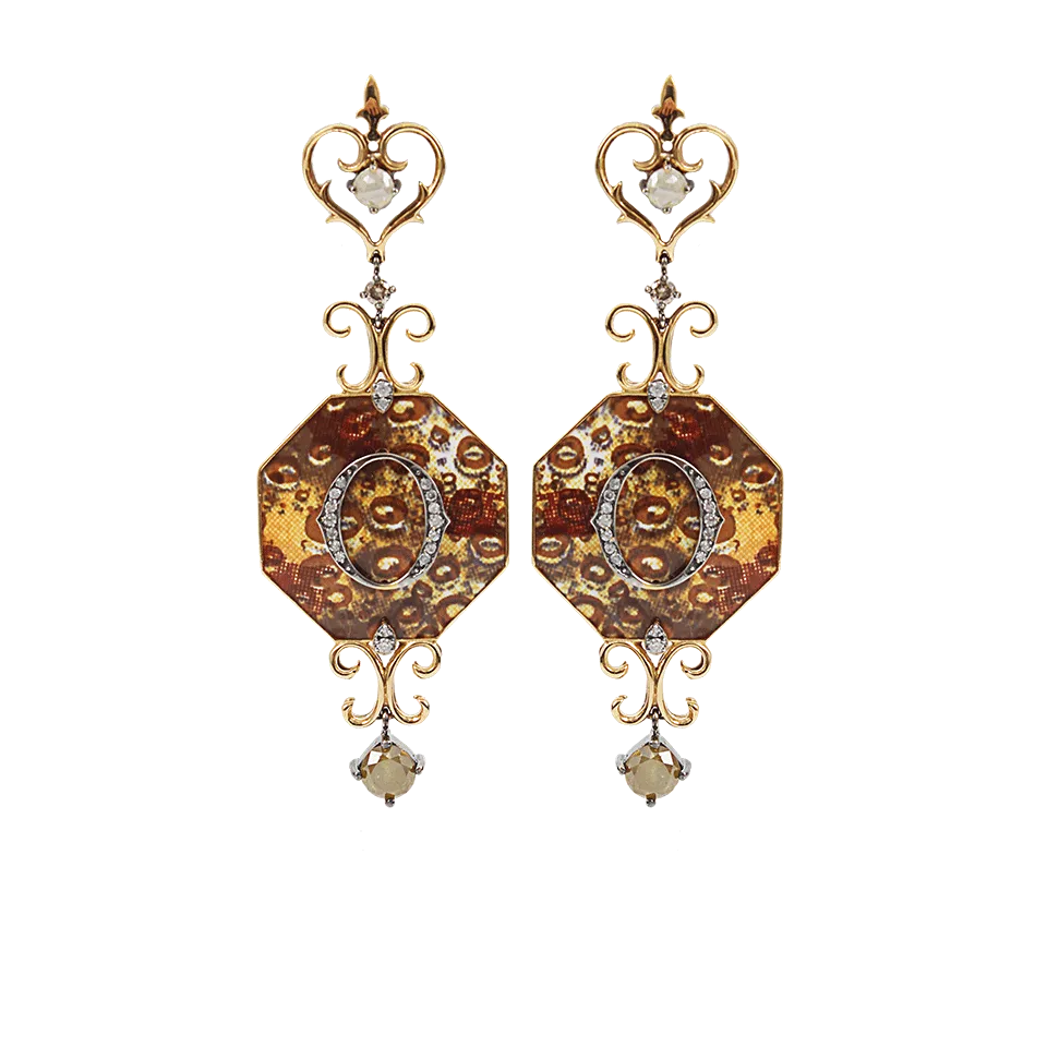 Enamel and Diamond Icon Earrings