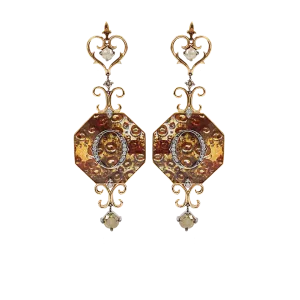 Enamel and Diamond Icon Earrings