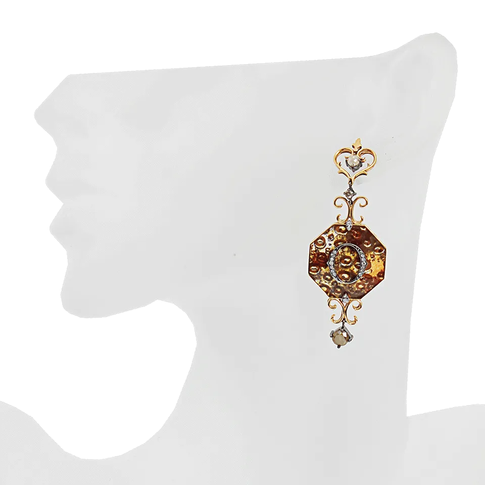 Enamel and Diamond Icon Earrings