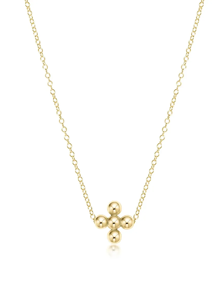 Enewton  16" Necklace Gold Classic Beaded Signature Cross 3mm