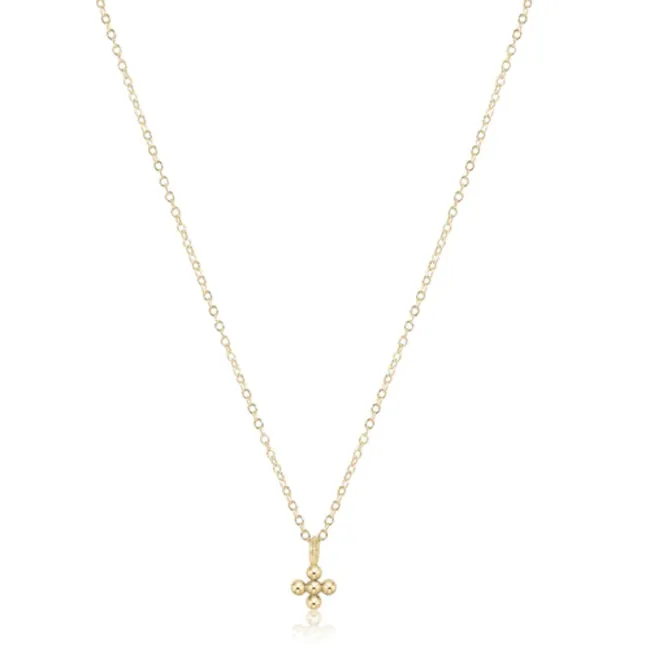 enewton 16" Necklace Gold - Classic Beaded Signature Cross Small Gold Charm