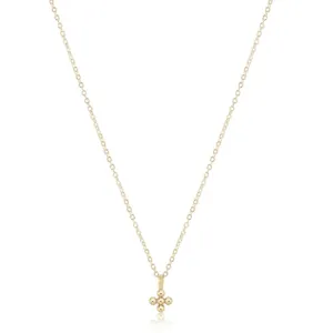 enewton 16" Necklace Gold - Classic Beaded Signature Cross Small Gold Charm