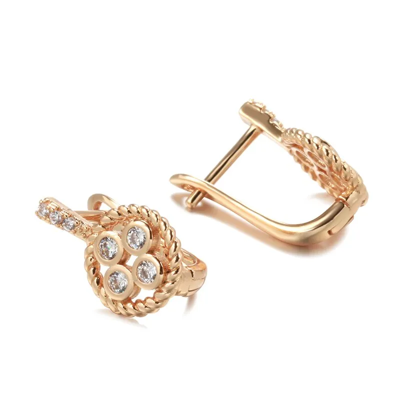 European Elegant Twist Zircon Earrings
