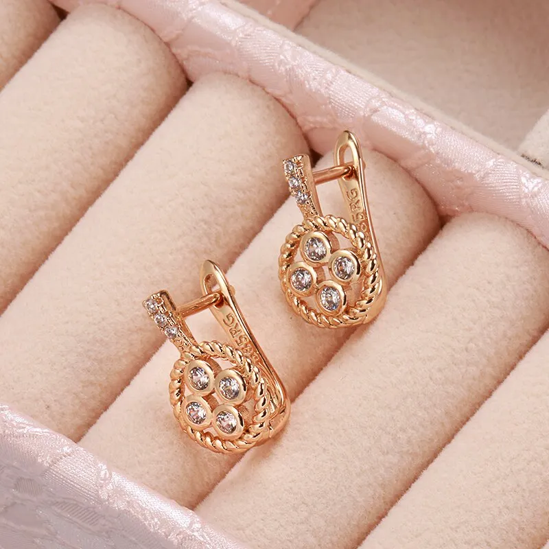 European Elegant Twist Zircon Earrings