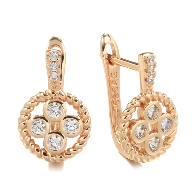 European Elegant Twist Zircon Earrings