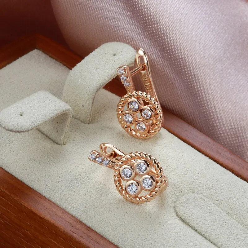 European Elegant Twist Zircon Earrings