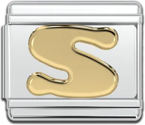 Fablinks Italian Bracelet Letter Charm, 9mm Gold Alphabet Charms, Jewelry Bracelets Links for Women, Stainless Steel Initials Link Letters for Men