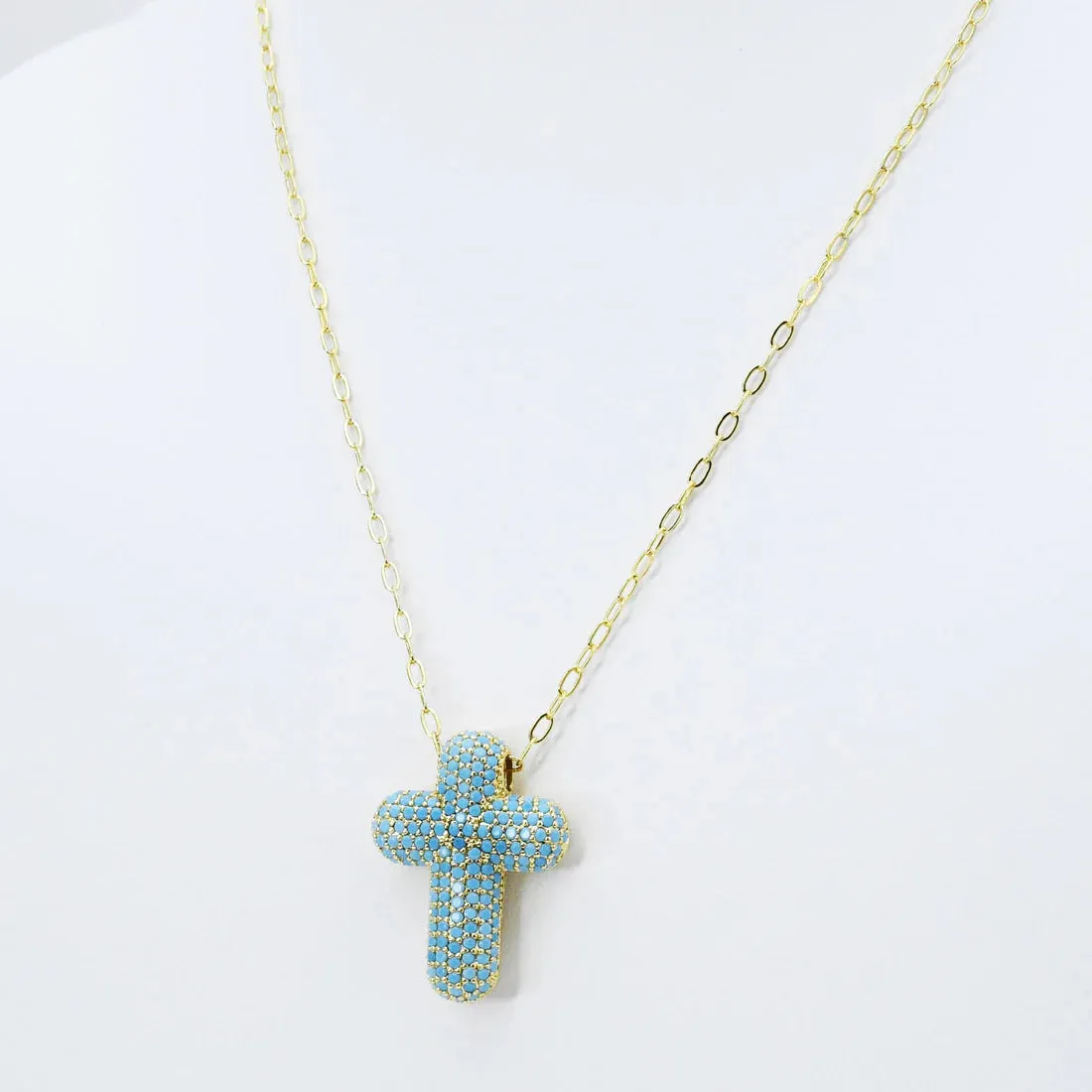 Faithful Glow Turquoise Cross Necklace