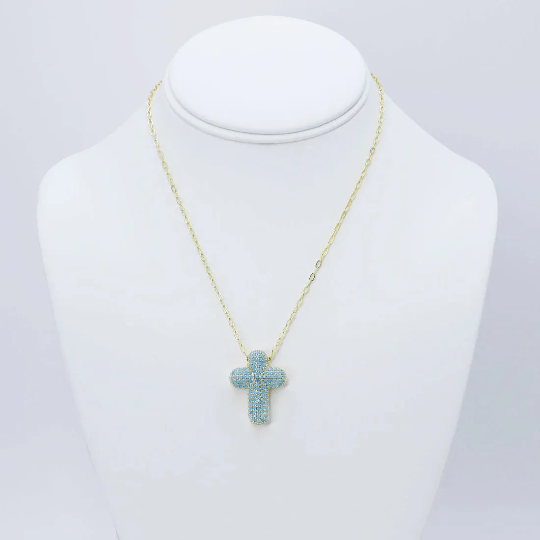 Faithful Glow Turquoise Cross Necklace