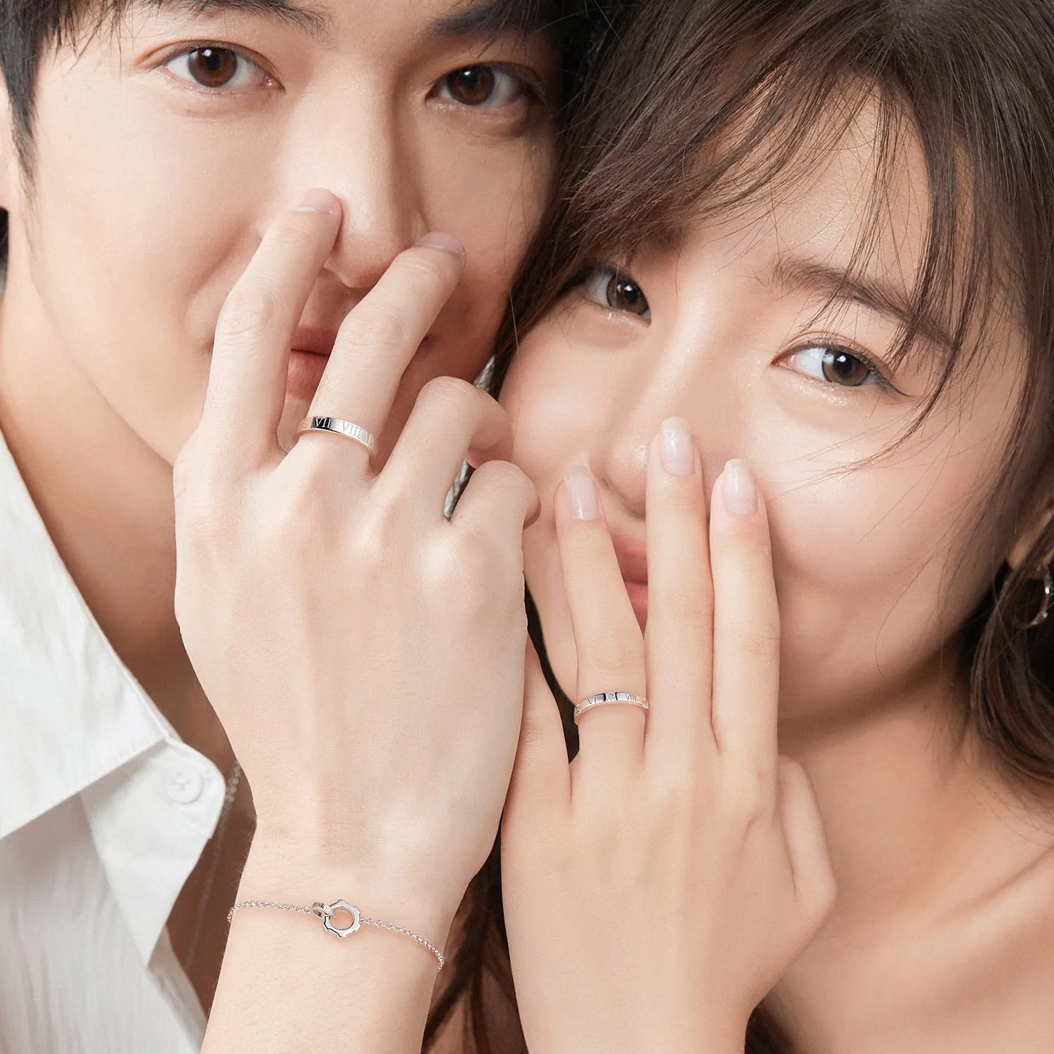 FANCIME "Roman Time" Couples Promise Sterling Silver Rings