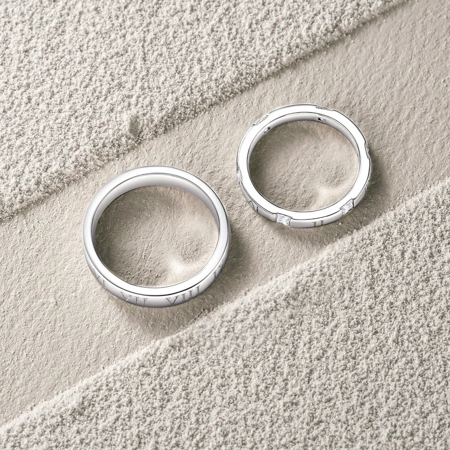 FANCIME "Roman Time" Couples Promise Sterling Silver Rings