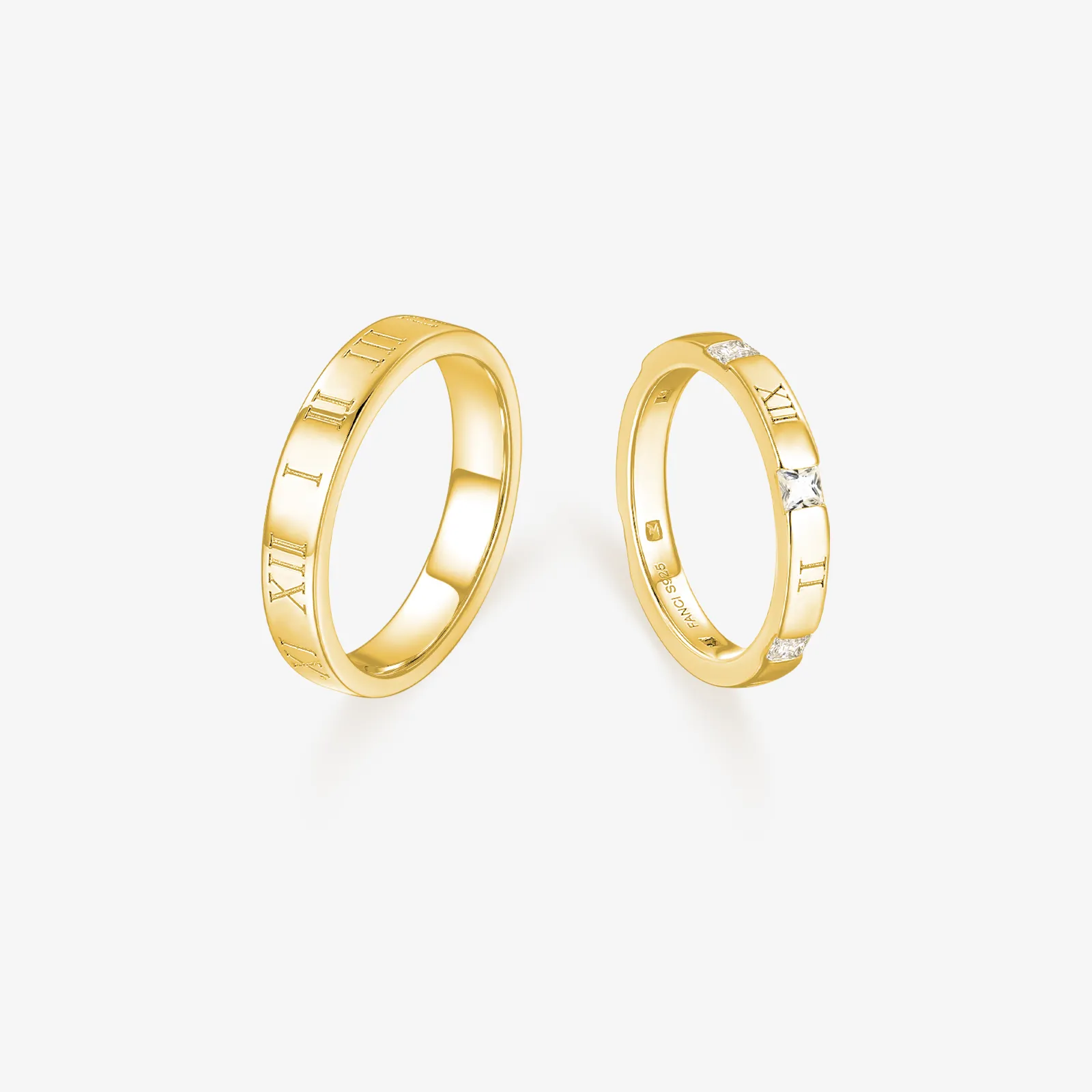 FANCIME "Roman Time" Couples Promise Sterling Silver Rings