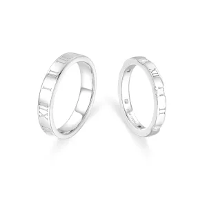 FANCIME "Roman Time" Couples Promise Sterling Silver Rings