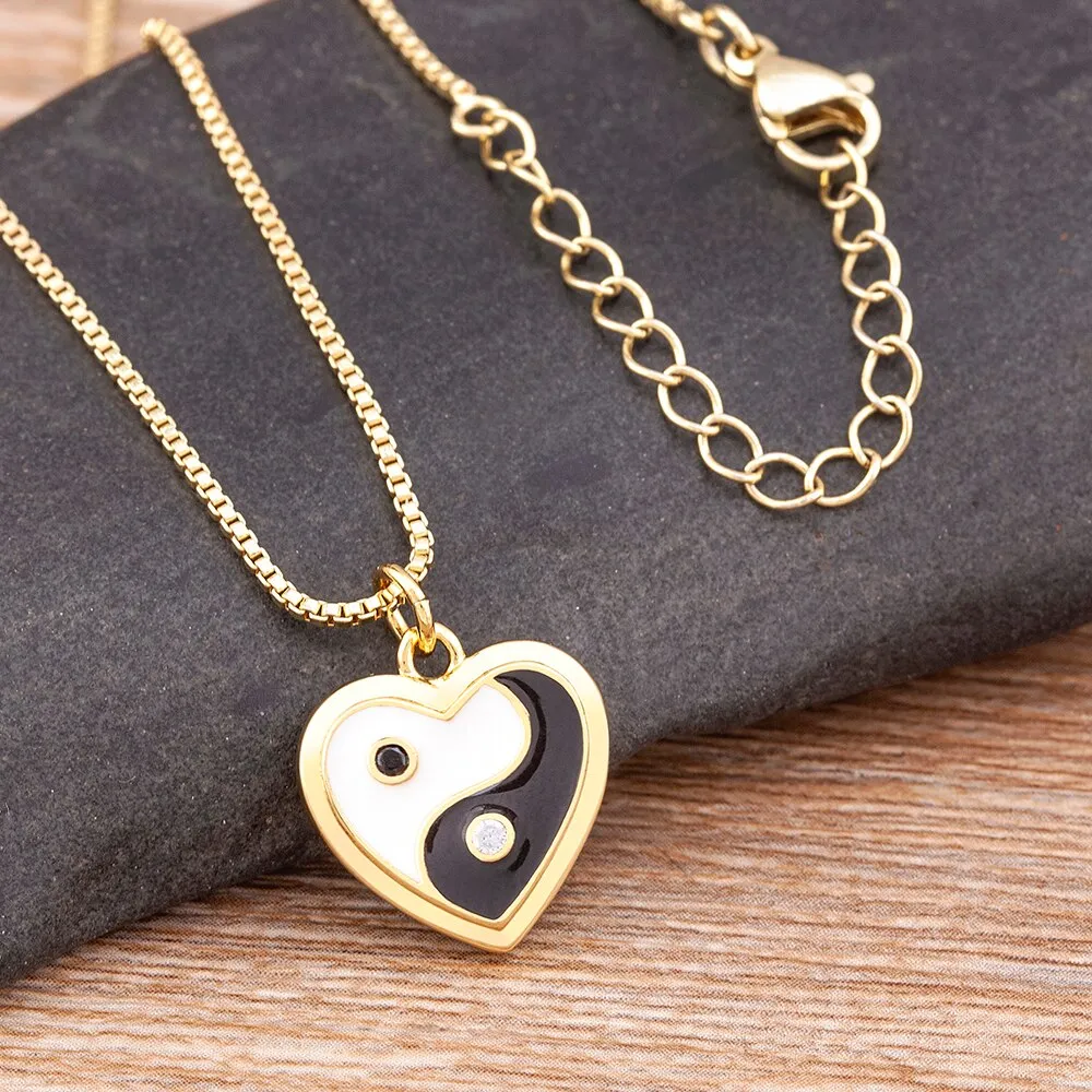 Fashion Classic Yin and Yang Gossip Taiji Gold Plated Zircon Pendant
