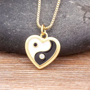 Fashion Classic Yin and Yang Gossip Taiji Gold Plated Zircon Pendant