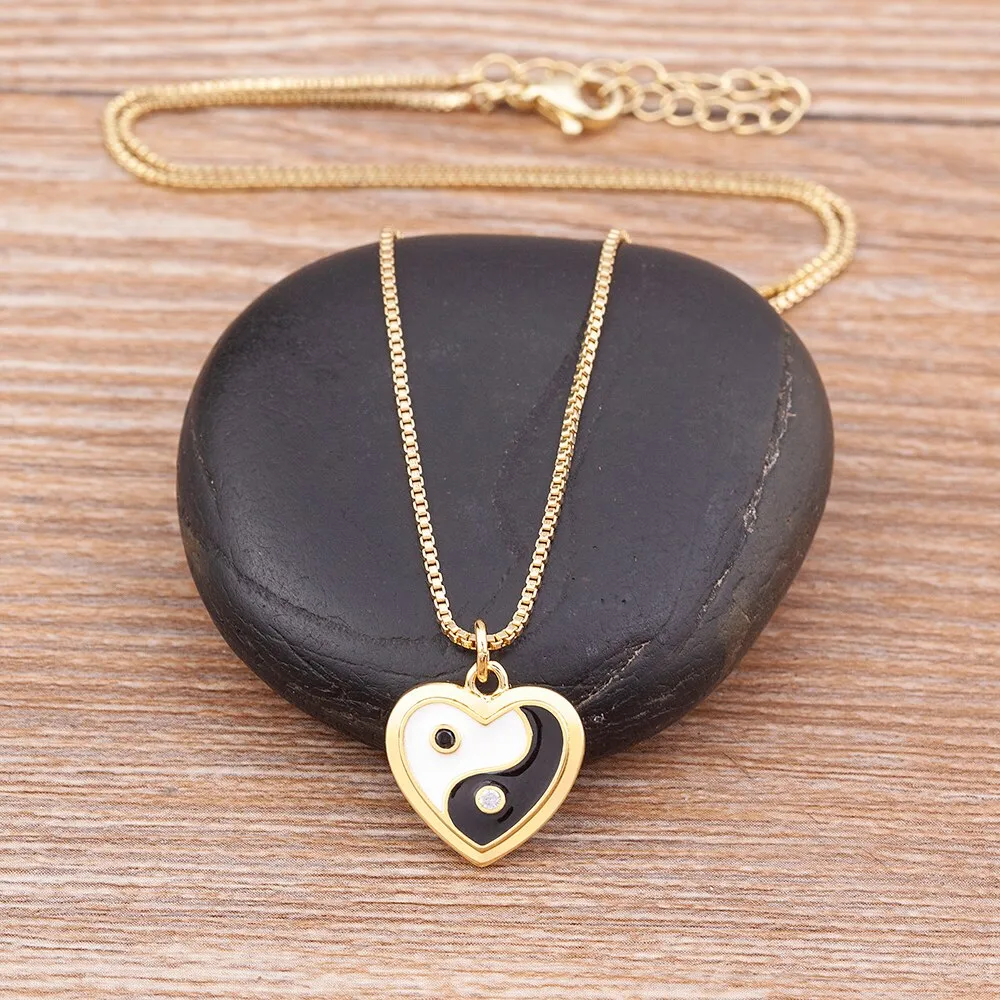 Fashion Classic Yin and Yang Gossip Taiji Gold Plated Zircon Pendant