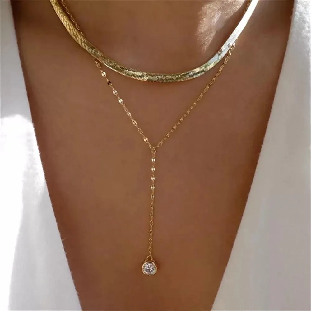 Fashion Gold Colour Heart-Shaped Necklaces For Women Girls - Trendy Multi-Layer Pendant Necklaces Sets
