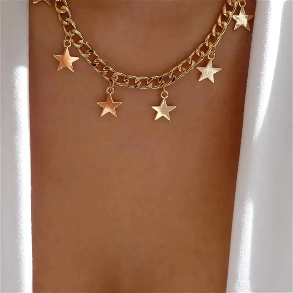 Fashion Gold Colour Heart-Shaped Necklaces For Women Girls - Trendy Multi-Layer Pendant Necklaces Sets