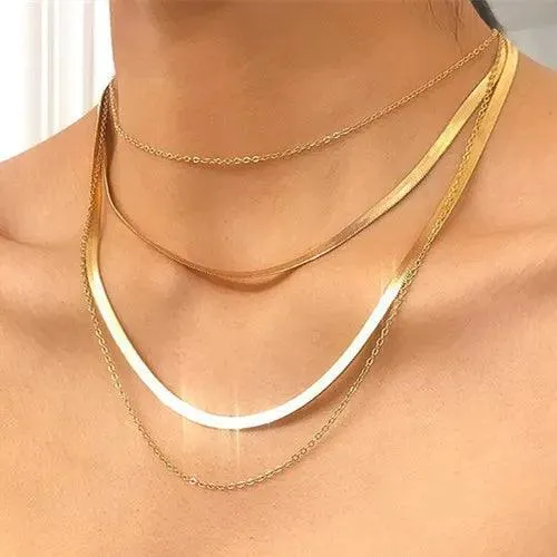 Fashion Gold Colour Heart-Shaped Necklaces For Women Girls - Trendy Multi-Layer Pendant Necklaces Sets