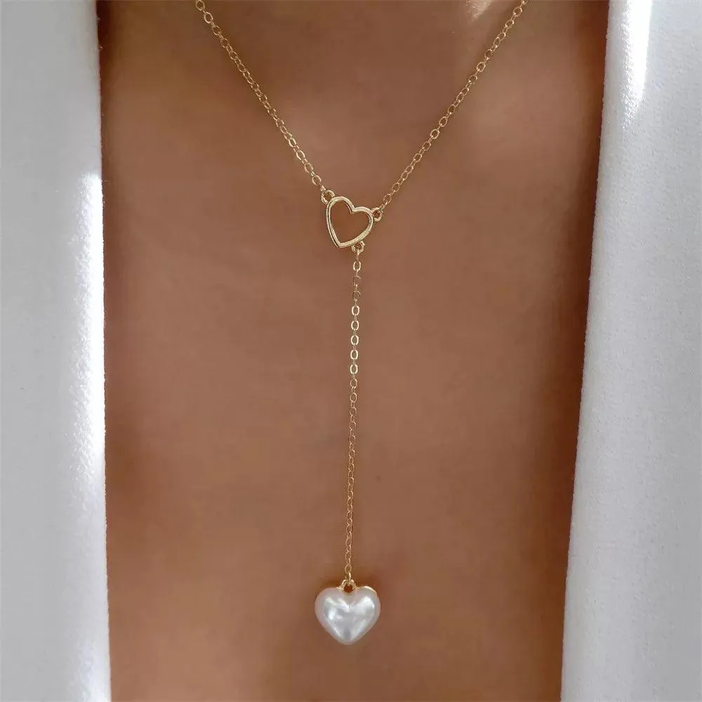 Fashion Gold Colour Heart-Shaped Necklaces For Women Girls - Trendy Multi-Layer Pendant Necklaces Sets