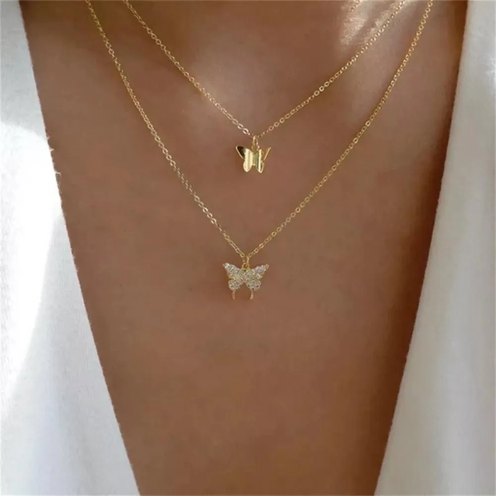 Fashion Gold Colour Heart-Shaped Necklaces For Women Girls - Trendy Multi-Layer Pendant Necklaces Sets