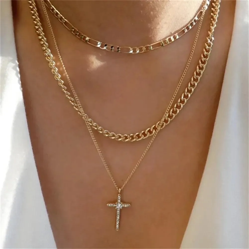 Fashion Gold Colour Heart-Shaped Necklaces For Women Girls - Trendy Multi-Layer Pendant Necklaces Sets