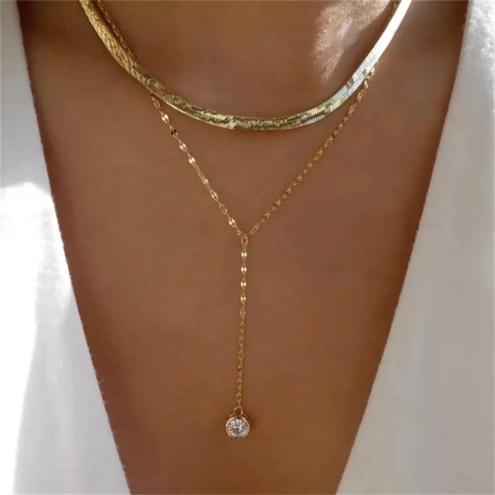 Fashion Gold Colour Heart-Shaped Necklaces For Women Girls - Trendy Multi-Layer Pendant Necklaces Sets
