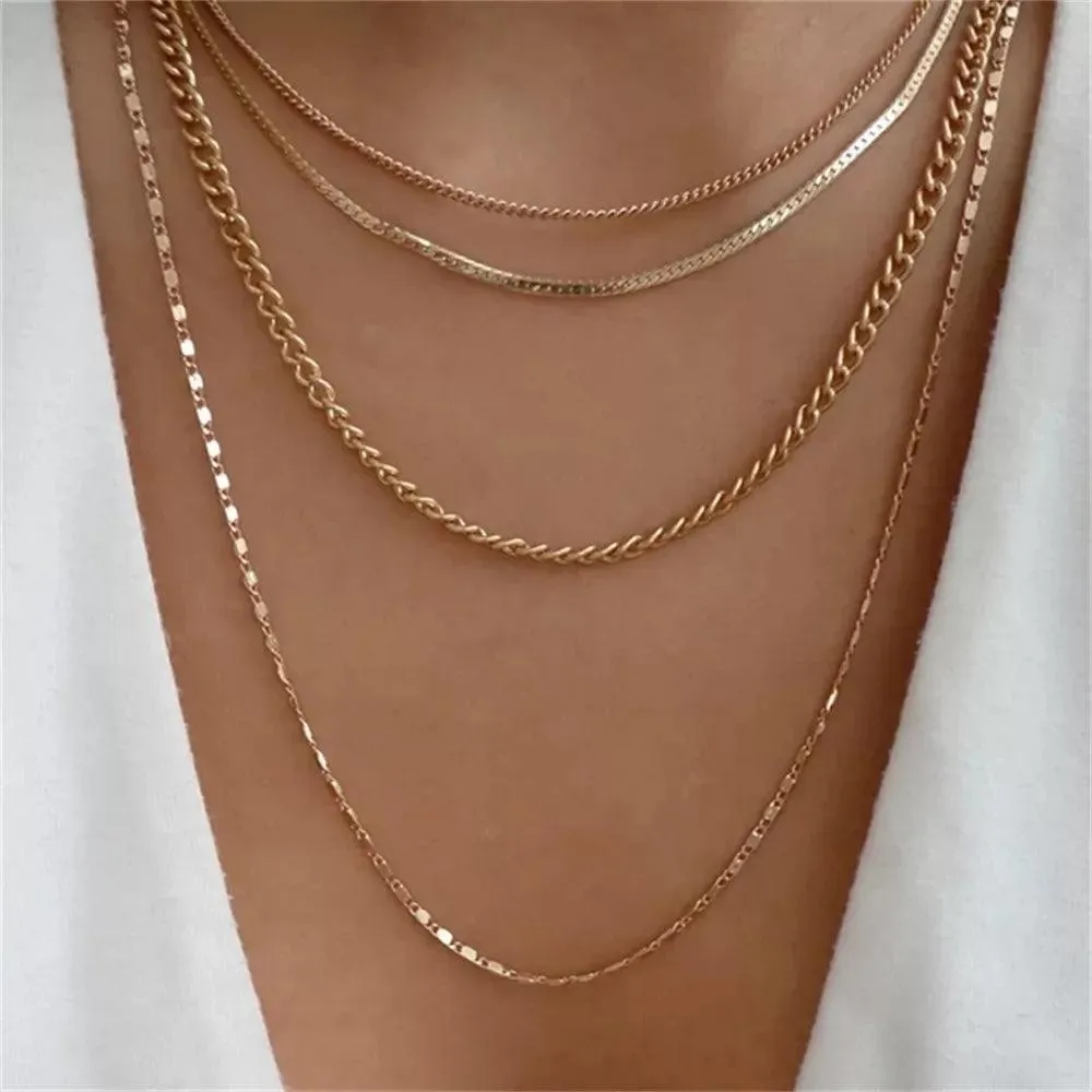 Fashion Gold Colour Heart-Shaped Necklaces For Women Girls - Trendy Multi-Layer Pendant Necklaces Sets