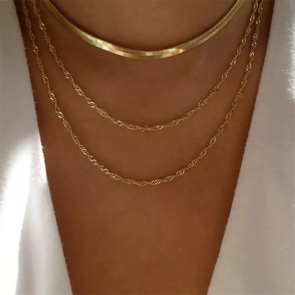 Fashion Gold Colour Heart-Shaped Necklaces For Women Girls - Trendy Multi-Layer Pendant Necklaces Sets