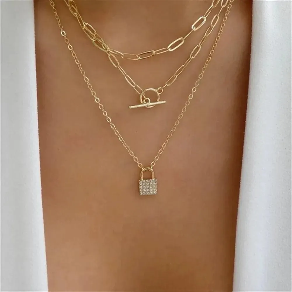 Fashion Gold Colour Heart-Shaped Necklaces For Women Girls - Trendy Multi-Layer Pendant Necklaces Sets