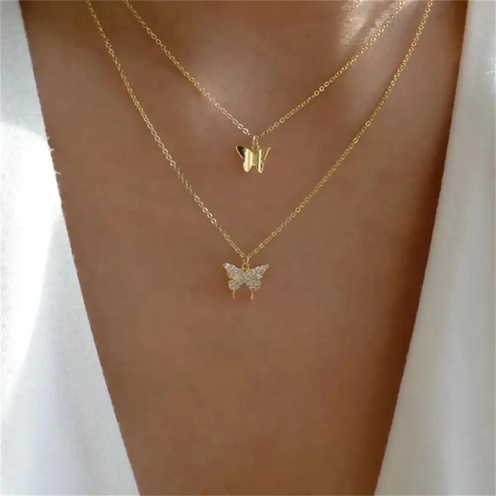 Fashion Gold Colour Heart-Shaped Necklaces For Women Girls - Trendy Multi-Layer Pendant Necklaces Sets