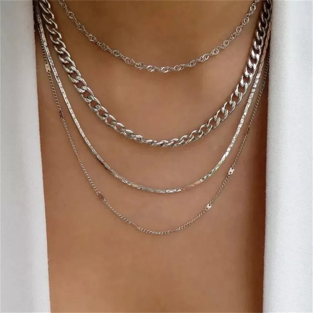 Fashion Gold Colour Heart-Shaped Necklaces For Women Girls - Trendy Multi-Layer Pendant Necklaces Sets