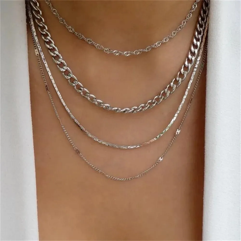 Fashion Gold Colour Heart-Shaped Necklaces For Women Girls - Trendy Multi-Layer Pendant Necklaces Sets