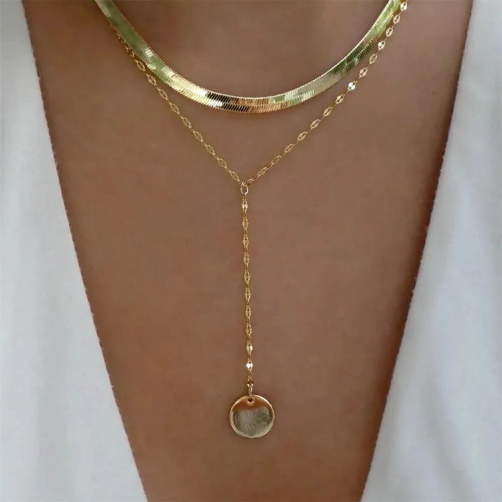 Fashion Gold Colour Heart-Shaped Necklaces For Women Girls - Trendy Multi-Layer Pendant Necklaces Sets
