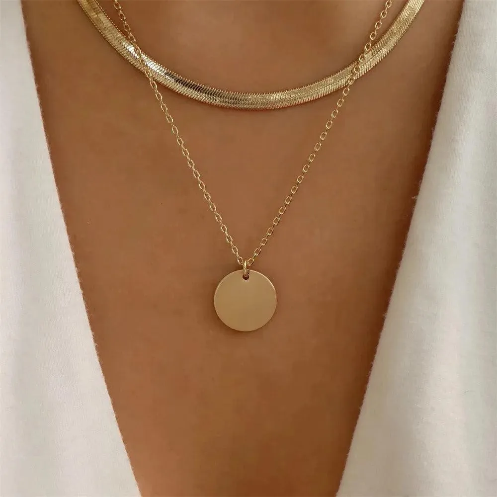 Fashion Gold Colour Heart-Shaped Necklaces For Women Girls - Trendy Multi-Layer Pendant Necklaces Sets