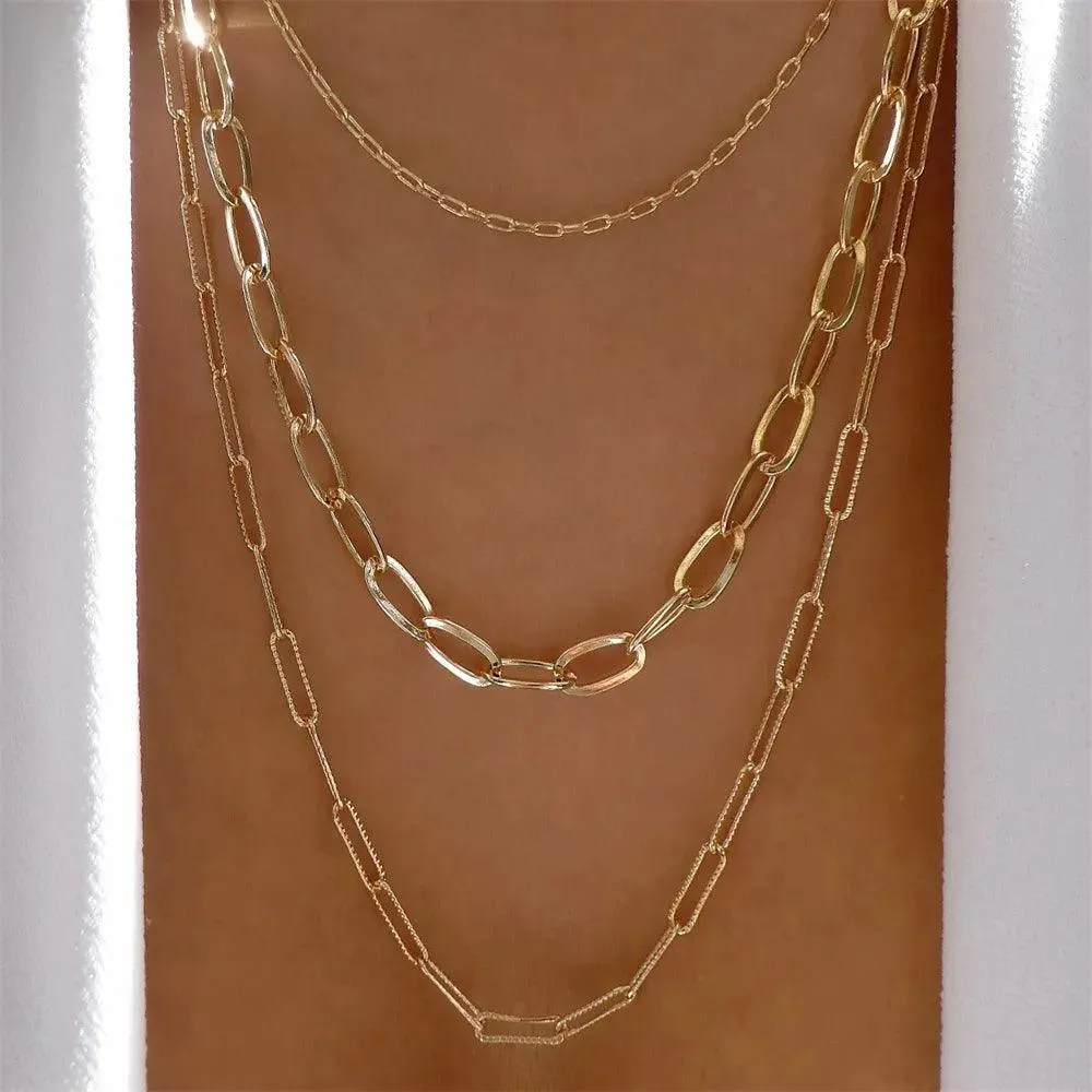 Fashion Gold Colour Heart-Shaped Necklaces For Women Girls - Trendy Multi-Layer Pendant Necklaces Sets