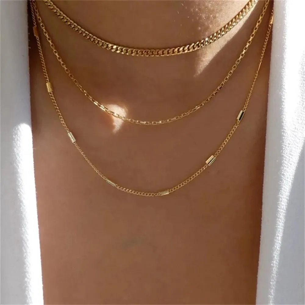 Fashion Gold Colour Heart-Shaped Necklaces For Women Girls - Trendy Multi-Layer Pendant Necklaces Sets