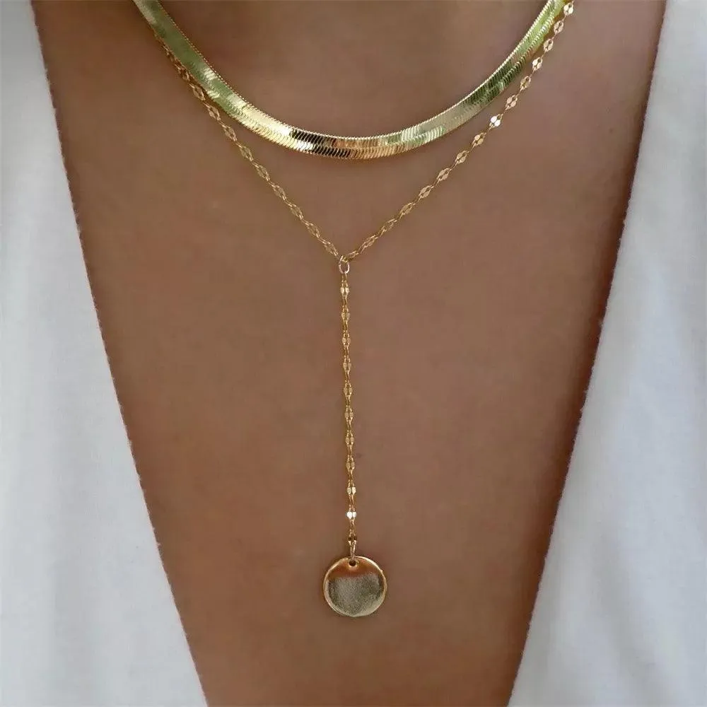 Fashion Gold Colour Heart-Shaped Necklaces For Women Girls - Trendy Multi-Layer Pendant Necklaces Sets
