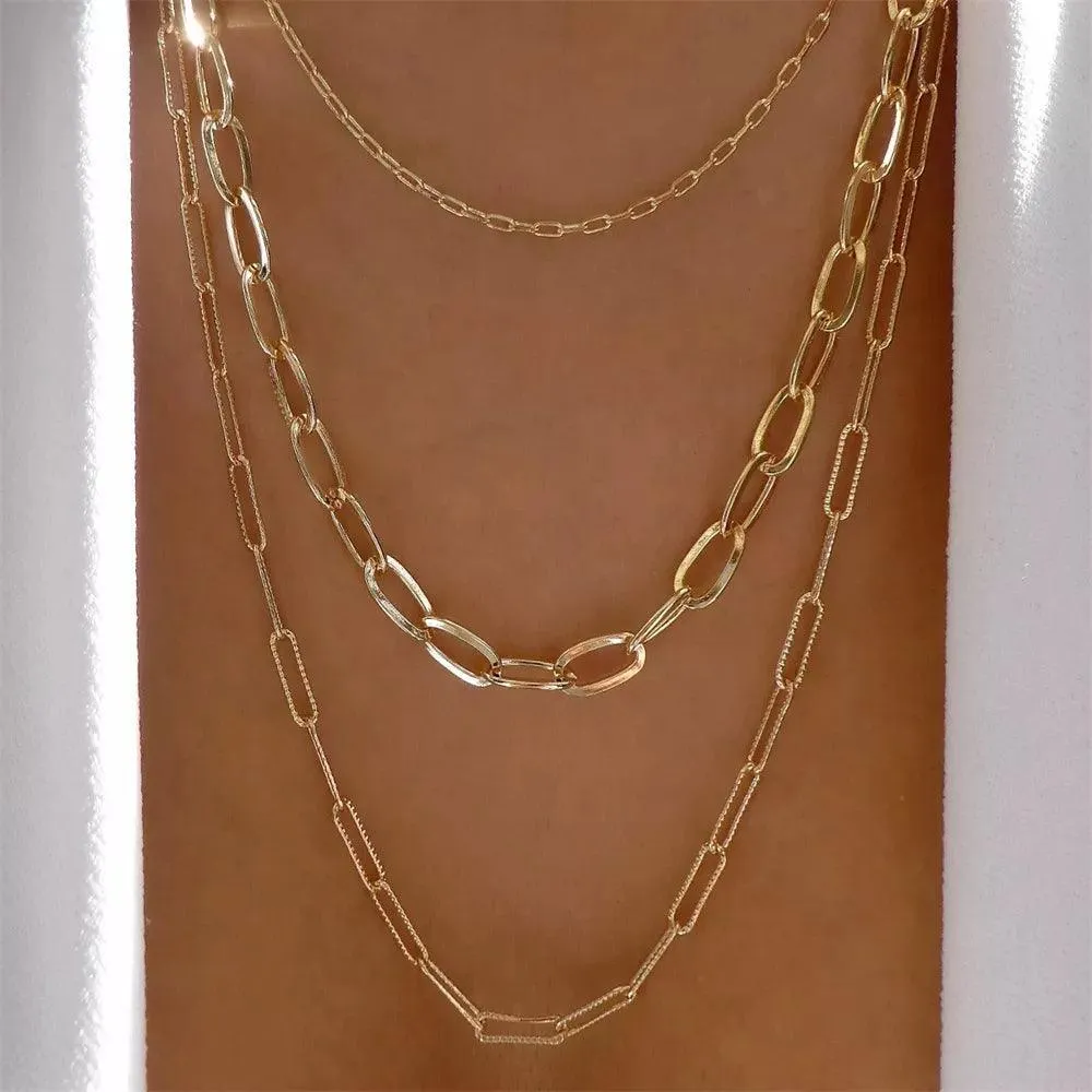 Fashion Gold Colour Heart-Shaped Necklaces For Women Girls - Trendy Multi-Layer Pendant Necklaces Sets