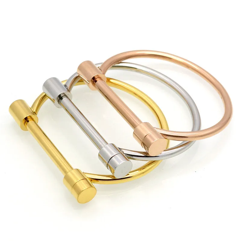 Fashion Luxury Famous Brand Jewelry Stainless Steel Women 18K Gold Bangle Lady Matched D Upper Arm Bracelet Love Screw Bangles