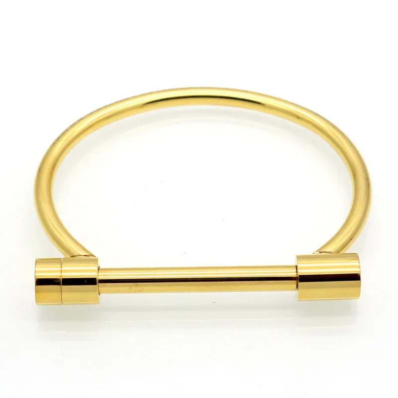 Fashion Luxury Famous Brand Jewelry Stainless Steel Women 18K Gold Bangle Lady Matched D Upper Arm Bracelet Love Screw Bangles